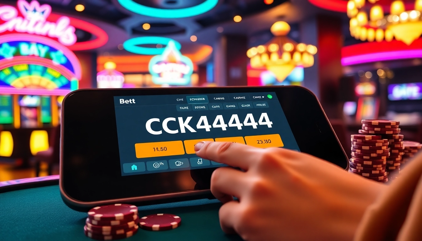 Illustration of a player making a ck4444 bet on an online casino platform with glowing chips and digital interface, emphasizing excitement and trustworthiness.