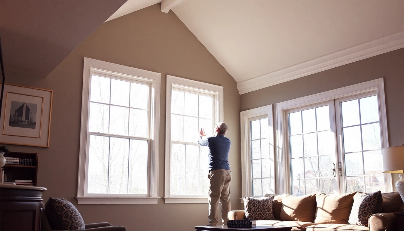Renewal by Andersen window replacement shown in a bright living room with energy-efficient Fibrex frames.