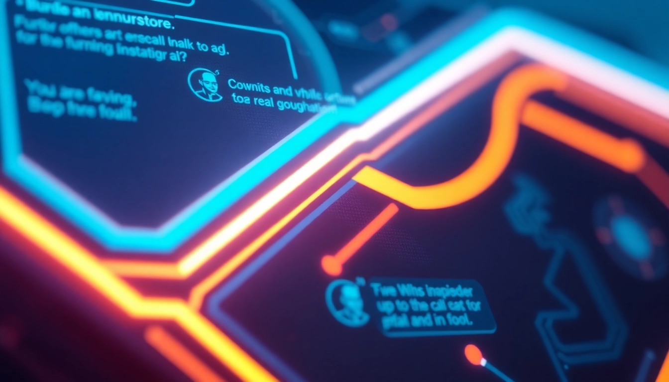 NSFW AI chat interface showing engaging, provocative conversation with neon-lit virtual environment for adult users.