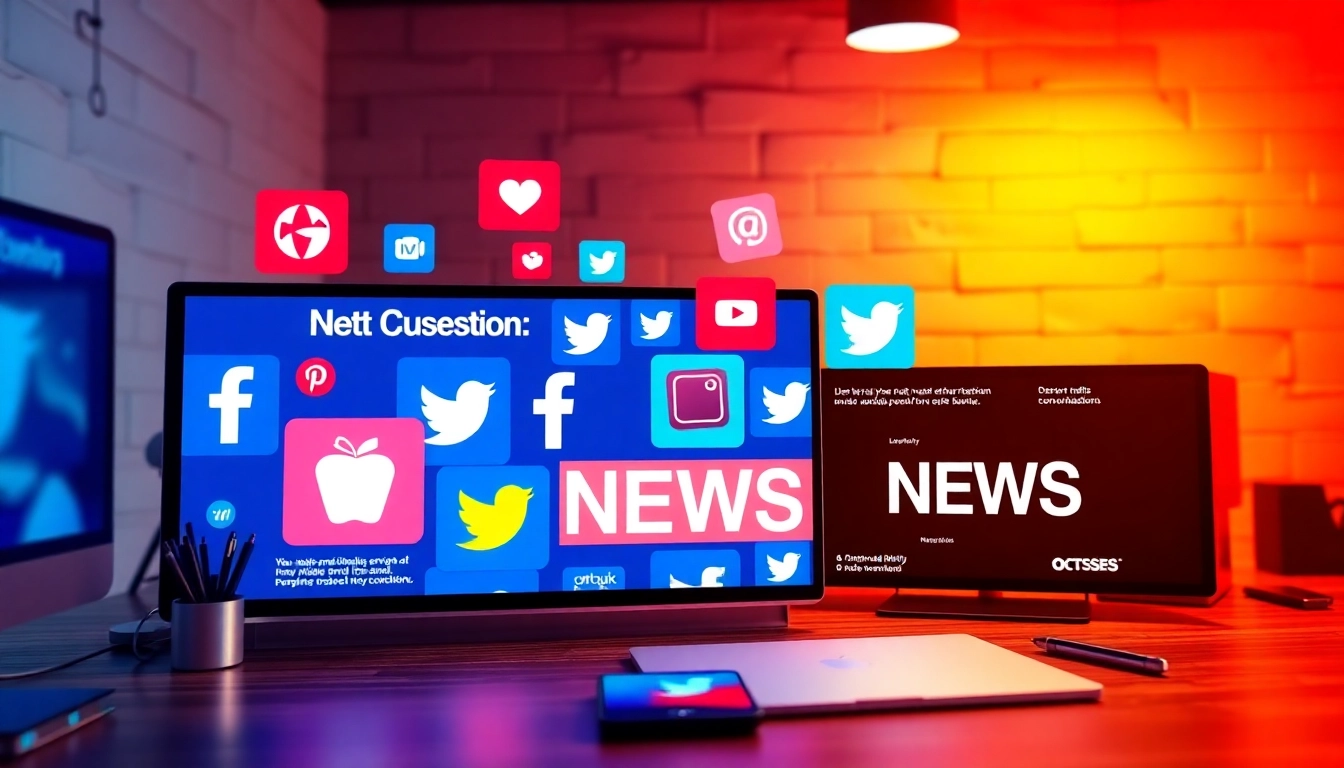 Social Media Industry News updates with vibrant icons and dynamic digital graphics for online