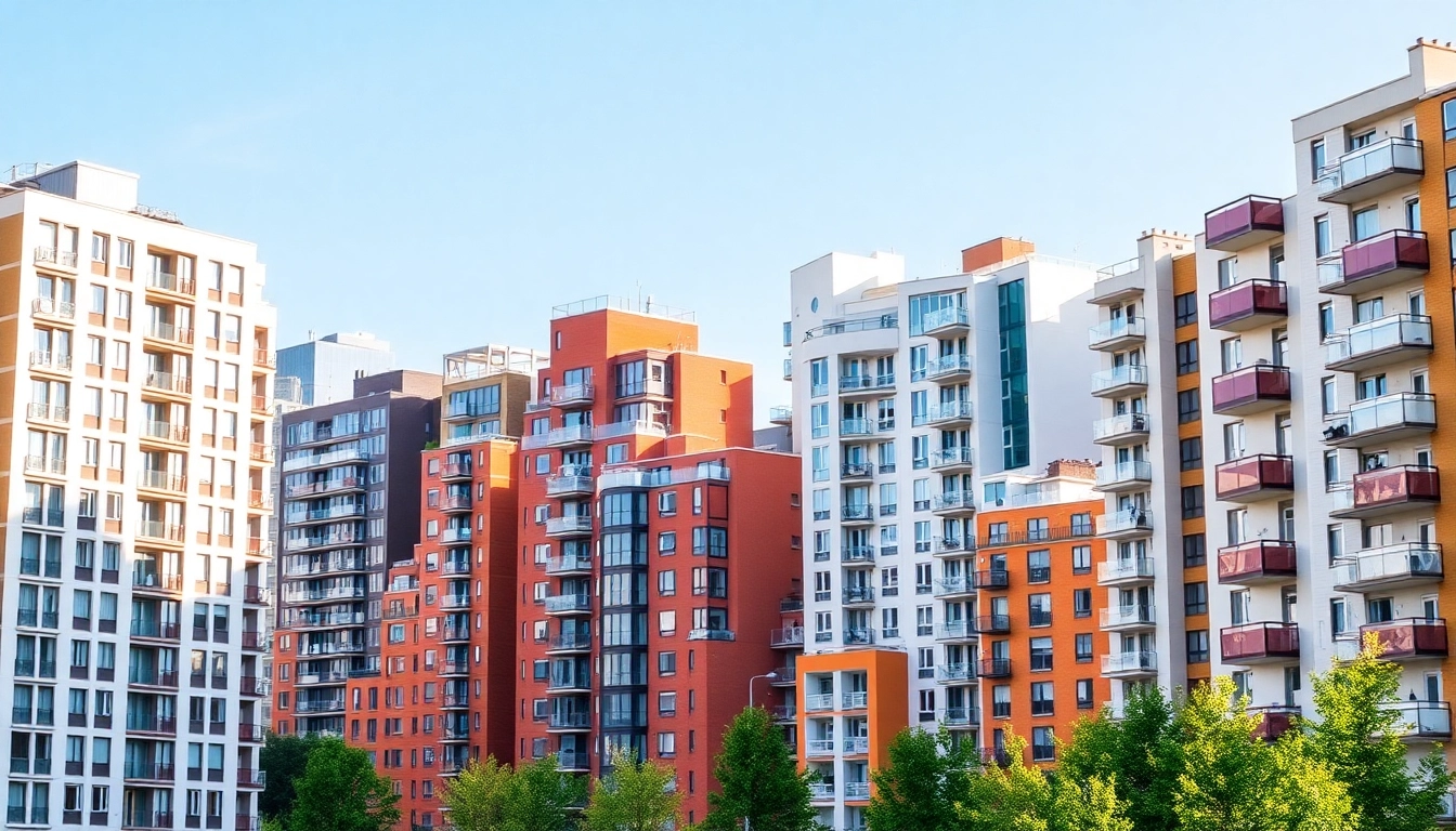 The UK Rental Market depicted with vibrant rental properties in a European cityscape,